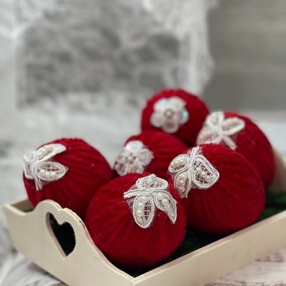 Velvet Set of 6 Easter Egg| Lipstick Red | Valentines Day Vase Filler| Photo - Picture 9 of 16